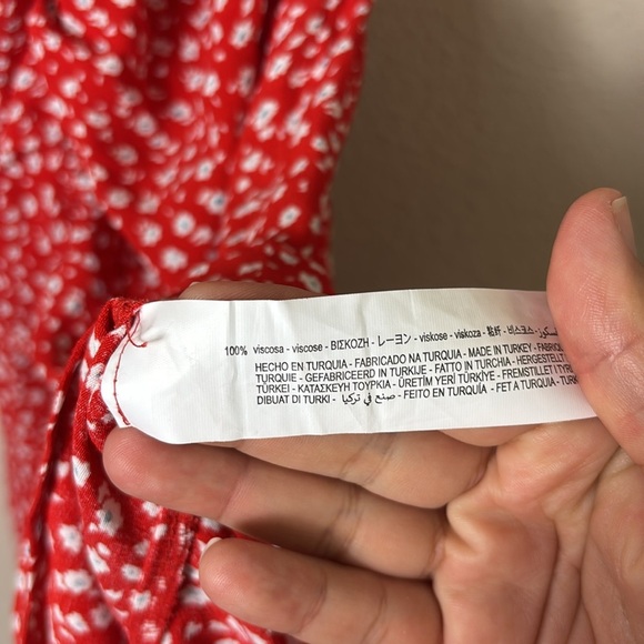 Zara Ruched Open Back Mini Floral Dress red size small - Picture 9 of 12